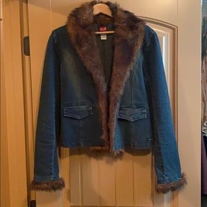 Cali Cat Jean jacket w/faux fur